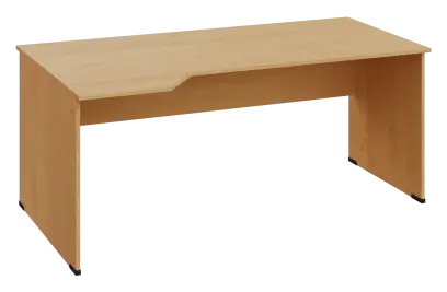 EZL 18 - 184 stůl kancelářský, rohový, levý, dřevěná podnož, deska 18 mm, široký 1800 mm, javor horský